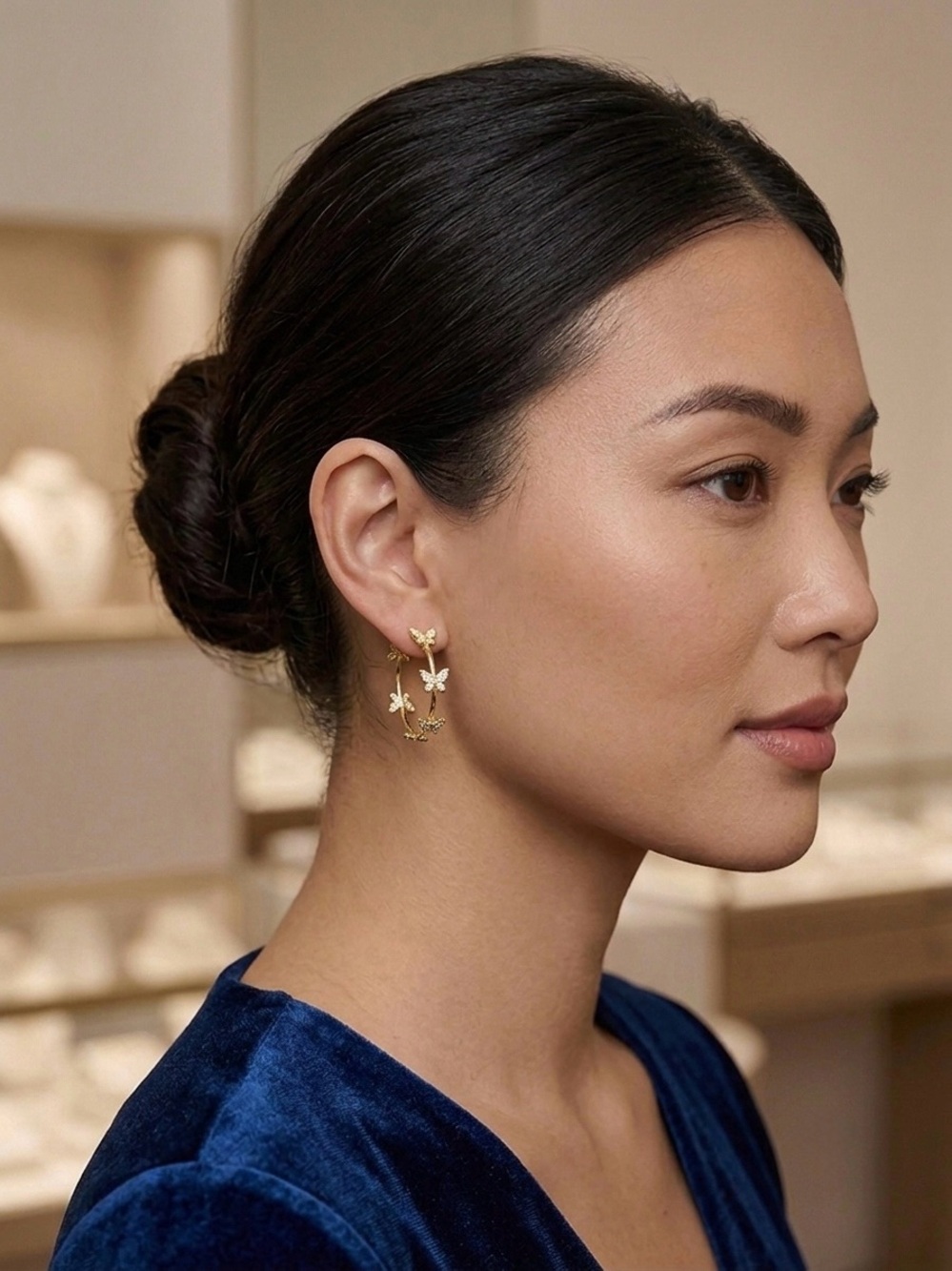 91. House of Harlow Gold Butterfly Hoop Earrings